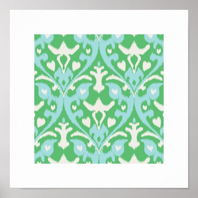 chic modern blue green ikat pattern tribal print (Front)