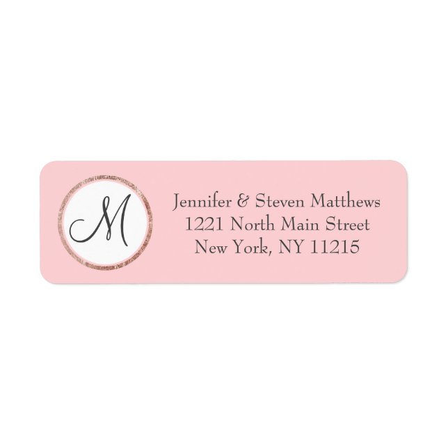 Chic Modern Blush Pink Rose Gold Circle Monogram (Front)