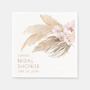 Chic Modern Boho Pampas Grass Bridal Shower Napkin