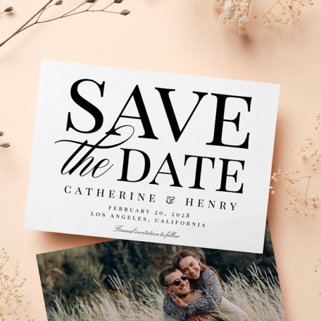 Chic Modern Bold Black White Wedding Save the Date Invitation (Creator Uploaded)