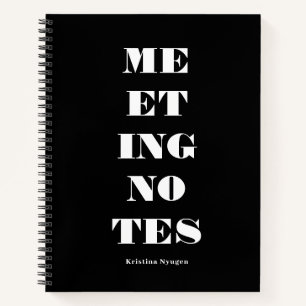 Chic Modern Bold Typography Black Meeting Notes Notebook
