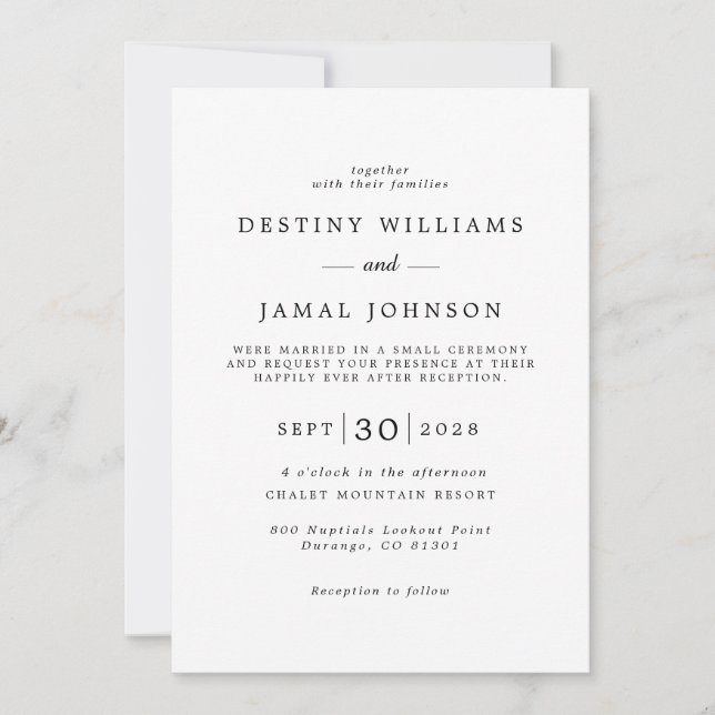 Chic Modern Bride Groom Photo Wedding Invitation (Front)