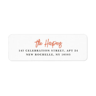 Chic Modern Brush Script Bright Red Legible Label