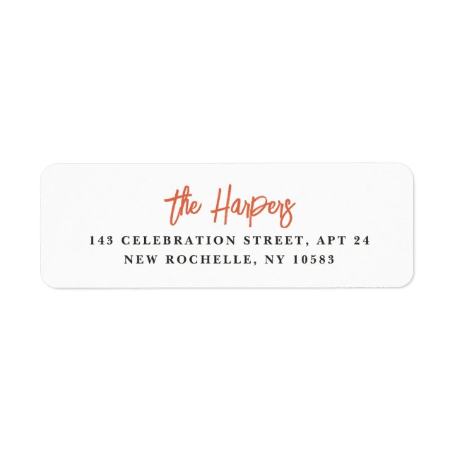 Chic Modern Brush Script Bright Red Legible Label (Front)