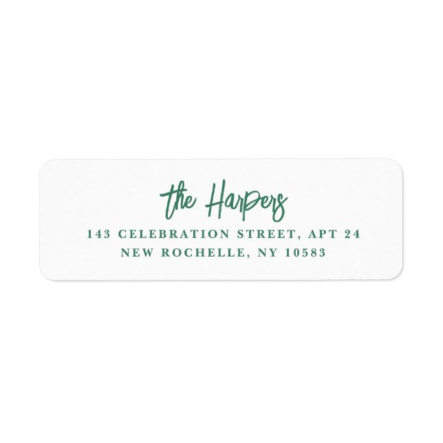 Chic Modern Brush Script Legible Emerald Address (Front)