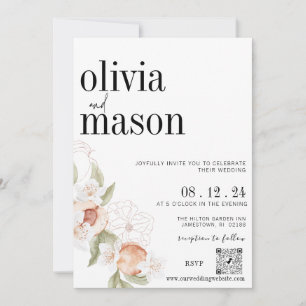 Chic Modern Budget Wedding Invitation w/Rsvp