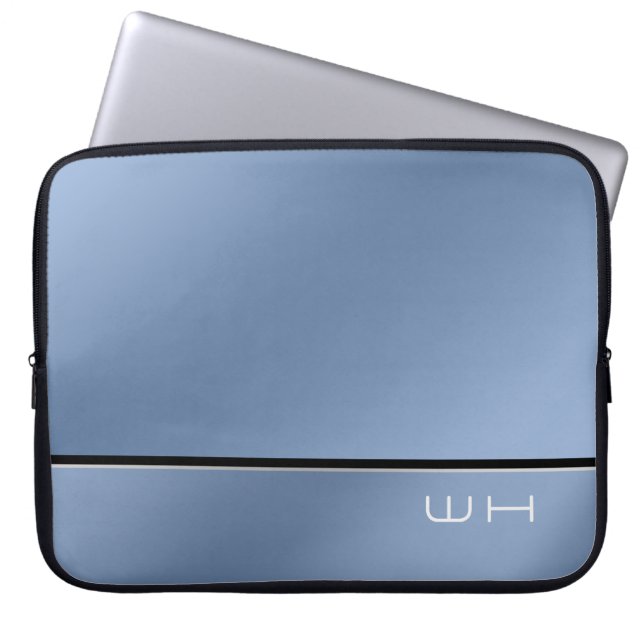 Chic Modern Business Blue Laptop Sleeve (Front)