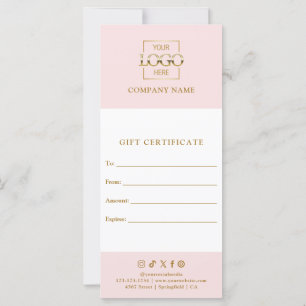 Chic Modern Business Gift Certificate with Logo