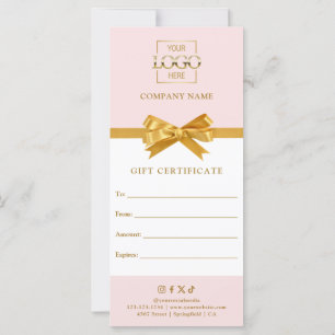 Chic Modern Business Gift Certificate with Logo