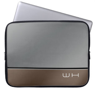 Chic Modern Business Grey Brown Laptop Sleeve