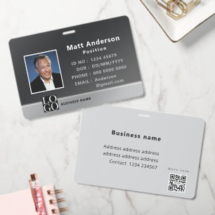 Chic Modern Business ID Black Silver Grey Badge