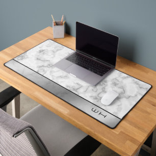Chic Modern Business Marble White Desk Mat