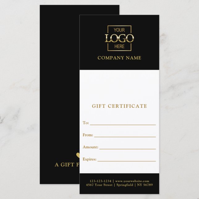 Chic Modern Business Personalised Gift Certificate (Front/Back)