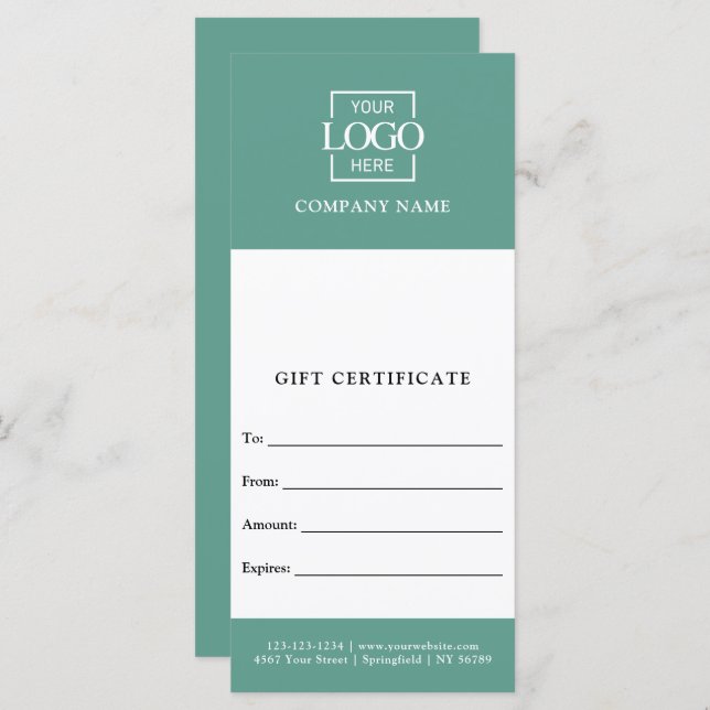 Chic Modern Business Personalized Gift Certificate (Front/Back)
