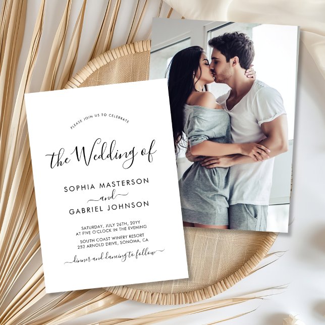 Chic Modern Calligraphy Script Photo Wedding Invitation (Creator Uploaded)