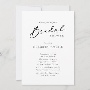 Chic Modern Calligraphy Simple Bridal Shower Invitation