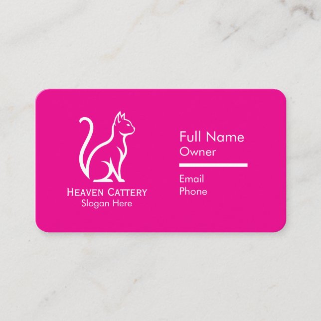 Chic & Modern Cattery Business Card Custom Logo (Front)