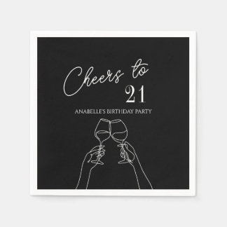 Chic modern cheers to 21st birthday party napkin