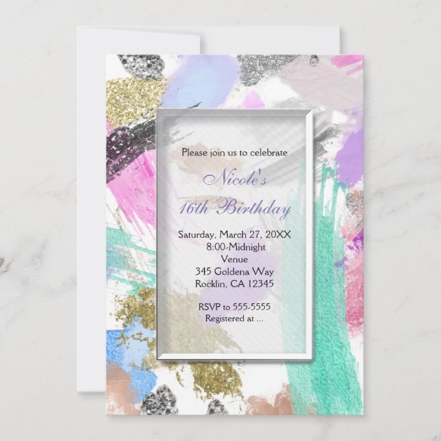 Chic Modern Colourful Beauty Party Invitations (Front)