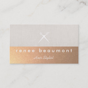 Chic Modern Copper Hairstylist Scissors Logo Business Card