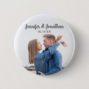 Chic Modern Couple Photo Wedding Guest 6 Cm Round Badge