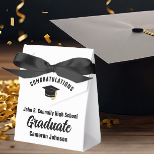 Chic Modern Custom Black White Graduation Party Favour Box