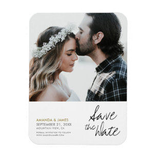 Chic Modern Custom Photo Wedding Save the Date Magnet