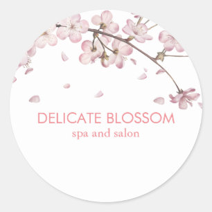 Chic Modern Delicate Blossom Pink Classic Round Sticker