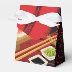 Chic Modern Elegant Black & Red Sushi Favour Box