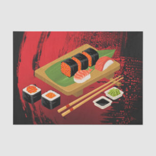 Chic Modern Elegant Black & Red Sushi Party Tissue Paper