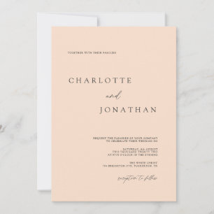 Chic Modern Elegant Blush Pink Wedding Invitation