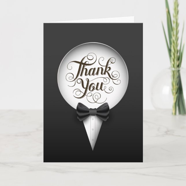 Chic Modern Elegant Gay Tuxedo Thank You Card (Front)