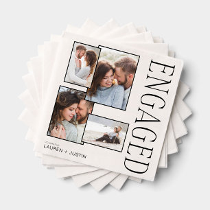 Chic Modern Elegant Photo Engagement Party Napkin