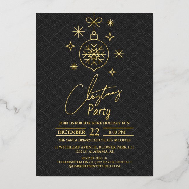 Chic Modern Elegant Script Christmas Party (Front)