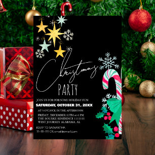 Chic Modern Elegant Script Christmas Party Invitation