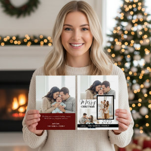 Chic Modern Family Photo Holiday Collage Card