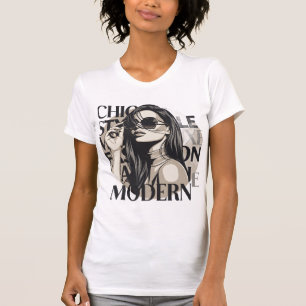 Chic Modern Fashion Silhouette Illustration T-Shirt