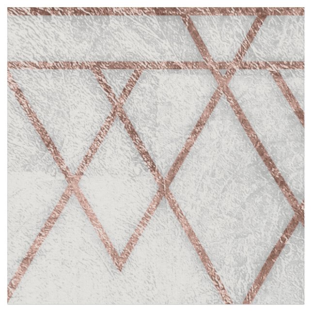 Chic Modern Faux Rose Gold Geometric Triangles Fabric (Close Up)