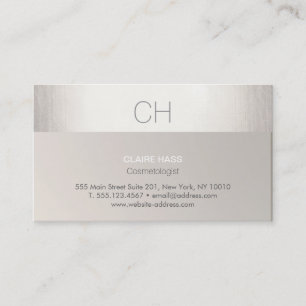 Chic Modern Faux Silver Foil and Taupe Monogram Business Card