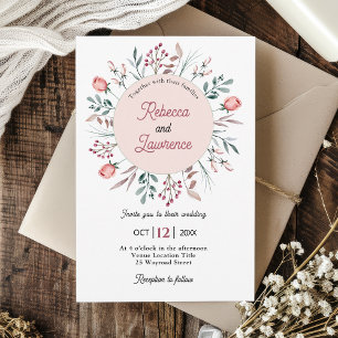 chic modern floral meadows wedding invitation