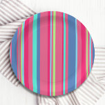 Chic Modern Girly Candy Stripe Pattern Paper Plate<br><div class="desc">This modern design features colourful stripes in pink,  blue and green. #modern #chic #stylish #elegant #girly #preppy #forher #party #partysupplies #partyplates #tableware #paperplates</div>