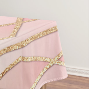 Chic Modern Girly Pink Gold Geometric Pattern Tablecloth