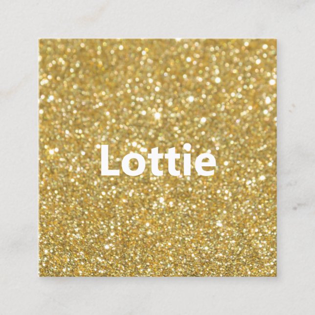 Chic Modern Gold Glitter Square Business Card (Front)