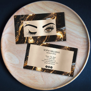 Chic Modern Gold Makeup Eyes Beauty Salon Lash Business Card