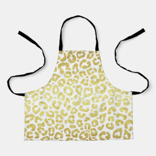 Chic Modern Gold White Leopard Jaguar Cheetah Apron