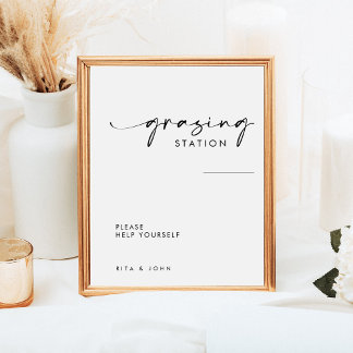 Chic Modern Grazing Station Table Wedding Sign