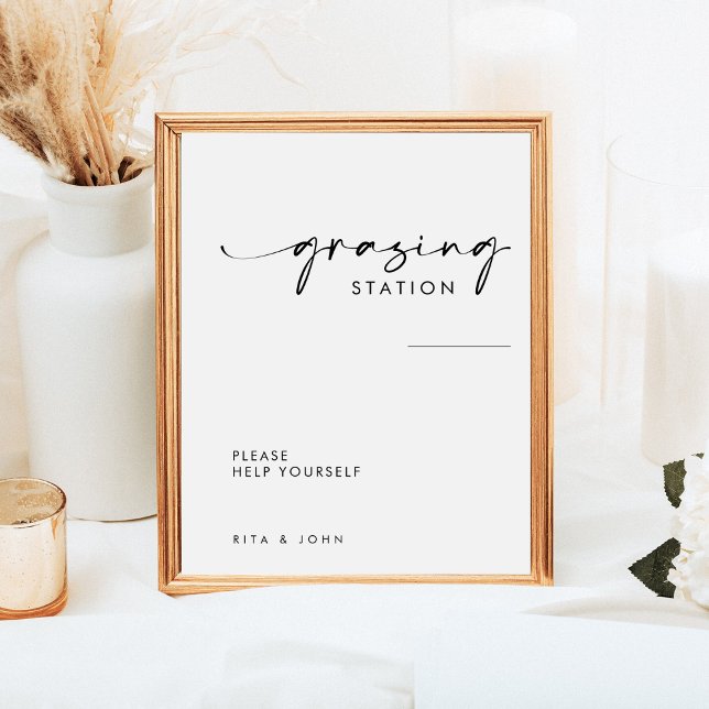 Chic Modern Grazing Station Table Wedding Sign (Creator Uploaded)