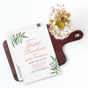 Chic Modern Greenery Bridal Luncheon Invitation Postcard