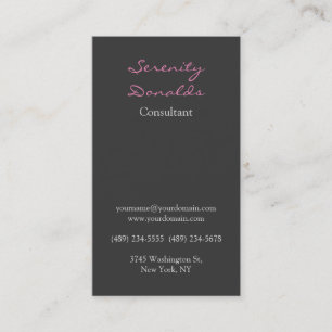 Chic Modern Grey Colour Handwriting Plain Unique Business Card