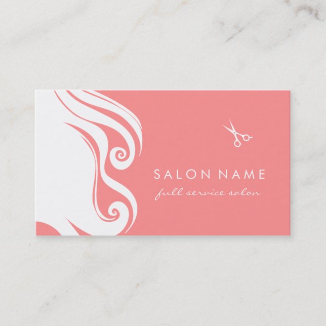 chic modern hair stylist hairstylist pink funky business card (Front)